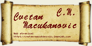 Cvetan Mačukanović vizit kartica